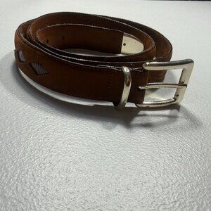 Saks Fifth Avenue Genuine Lizard Leather Belt Brown Men’s Size 42 Made in Spain